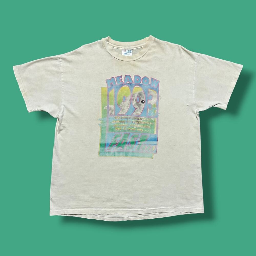 Vintage Thrashed Shirt 90s Dolphin Graphic Tee Faded White Distressed Mens XL